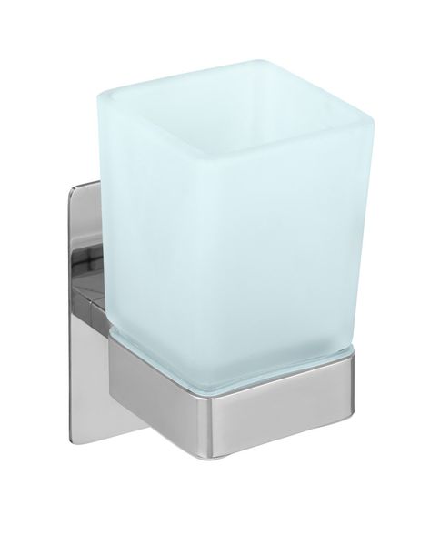 Turbo-Loc® Zahnputzbecher Genova Shine, abnehmbarer Becher aus satiniertem Glas