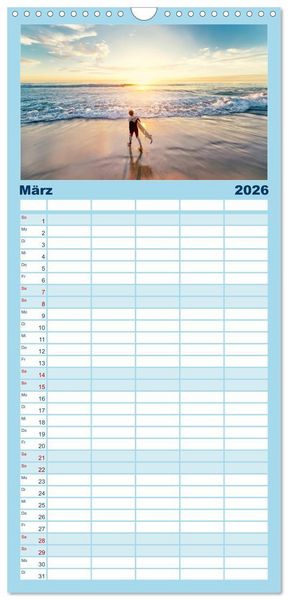 Produktbild: Familienplaner 2026 - Surfen - so cool mit 5 Spalten (Wandkalender, 21 x 45 cm) CALVENDO