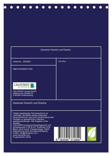 Produktbild: Zwischen Kranich und Drache (Tischkalender 2027 DIN A5 hoch), CALVENDO Monatskalender
