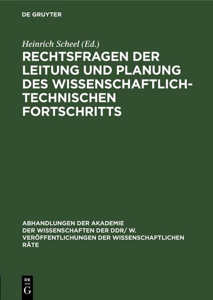 Produktbild: Rechtsfragen der Leitung und Planung des wissenschaftlich-technischen Fortschritts