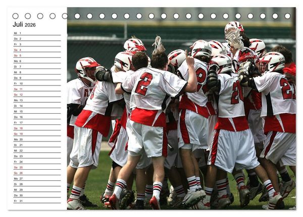 Produktbild: Teamsport Lacrosse - Face-off (Tischkalender 2026 DIN A5 quer), CALVENDO Monatskalender