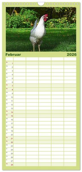 Produktbild: Familienplaner 2026 - Die H&uuml;hner sind los! mit 5 Spalten (Wandkalender, 21 x 45 cm) CALVENDO