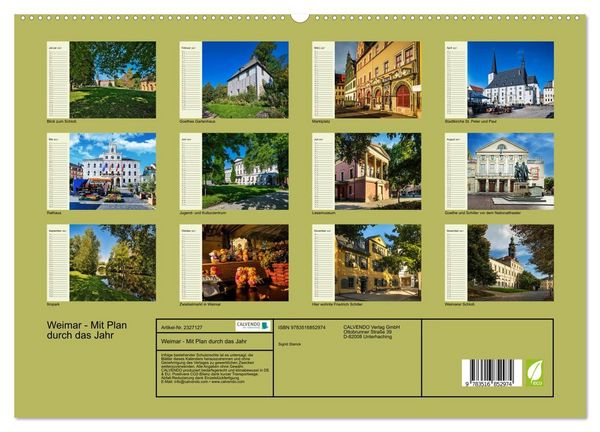 Produktbild: Weimar - Mit Plan durch das Jahr (hochwertiger Premium Wandkalender 2027 DIN A2 quer), Kunstdruck in Hochglanz