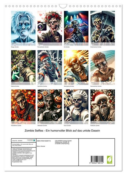 Produktbild: Zombie Selfies - Ein humorvoller Blick auf das untote Dasein (Wandkalender 2026 DIN A3 hoch), CALVENDO Monatskalender