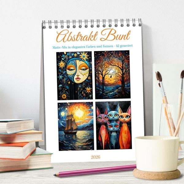 Produktbild: Abstrakt Bunt (Tischkalender 2026 DIN A5 hoch), CALVENDO Monatskalender
