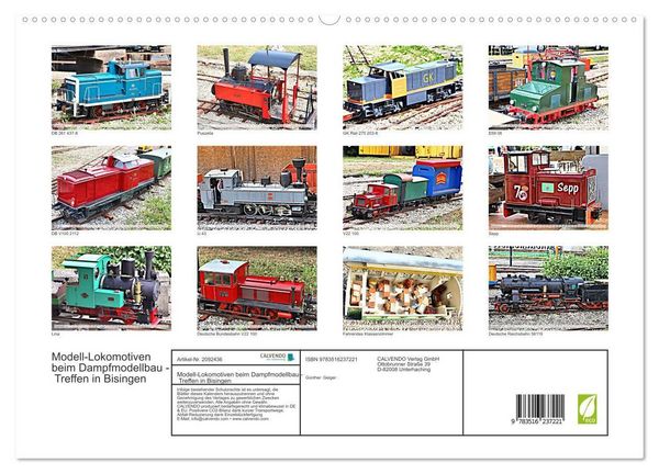 Produktbild: Modell-Lokomotiven beim Dampfmodellbau - Treffen in Bisingen (hochwertiger Premium Wandkalender 2026 DIN A2 quer), Kunstdruck in Hochglanz