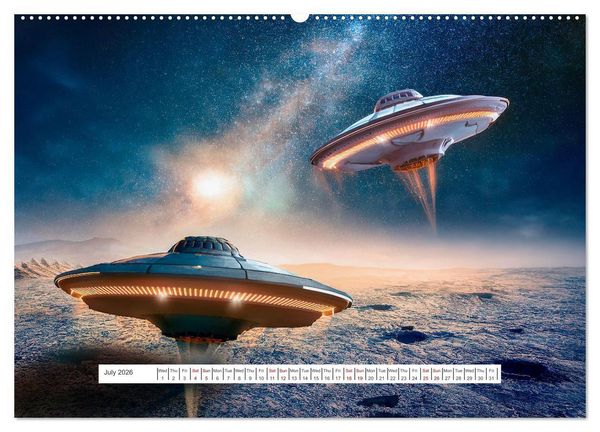 Produktbild: Flying saucers - The great journey (High Quality Premium Wall Calendar 2026 DIN A2 landscape),CALVENDO 12 Month Wall Calendar