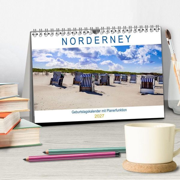 Produktbild: NORDERNEY Geburtstagskalender mit Planerfunktion (Tischkalender 2027 DIN A5 quer), CALVENDO Monatskalender
