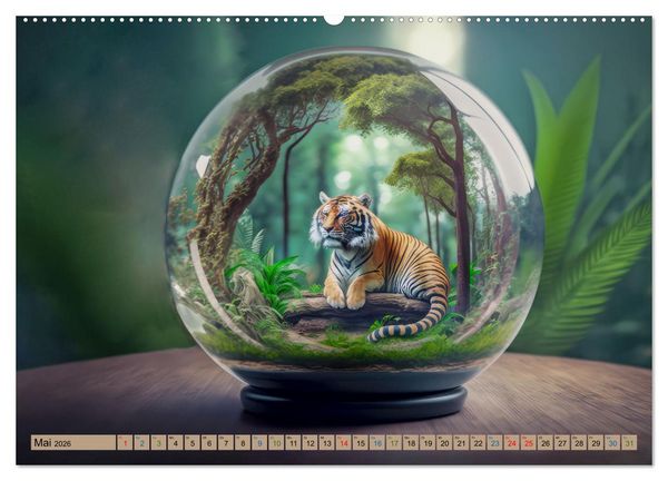 Produktbild: Miniaturwelt in der Glaskugel (hochwertiger Premium Wandkalender 2026 DIN A2 quer), Kunstdruck in Hochglanz
