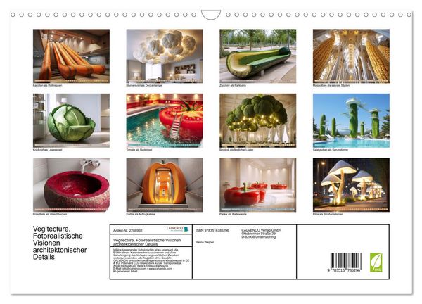Produktbild: Vegitecture. Fotorealistische Visionen architektonischer Details (Wandkalender 2027 DIN A3 quer), CALVENDO Monatskalender