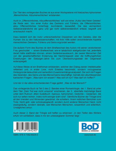 Produktbild: Offensichtliches, Allzuoffensichtliches. Zweier Menschen Zeit, Teil 3