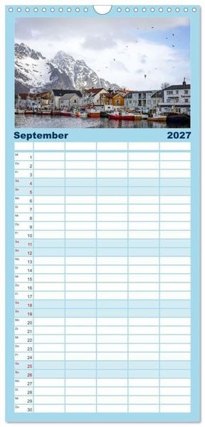 Produktbild: Familienplaner 2027 - Licht des Nordens - LOFOTEN mit 5 Spalten (Wandkalender, 21 x 45 cm) CALVENDO
