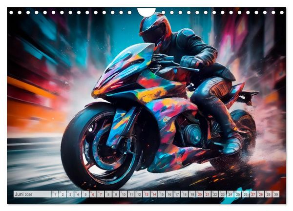 Produktbild: Coole KI-generierte MOTORR&Auml;DER (Wandkalender 2026 DIN A4 quer), CALVENDO Monatskalender