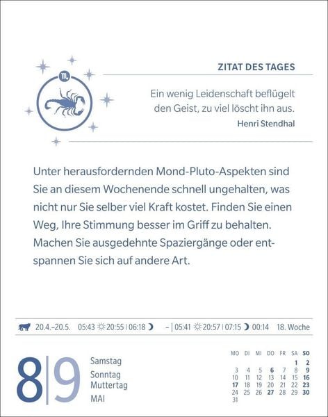 Produktbild: Skorpion Sternzeichenkalender 2027 - Tagesabrei&szlig;kalender - Ihr Horoskop f&uuml;r jeden Tag