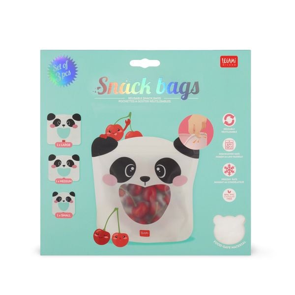 Produktbild: Legami 3er Set wiederverwendbare Snack Taschen - Panda