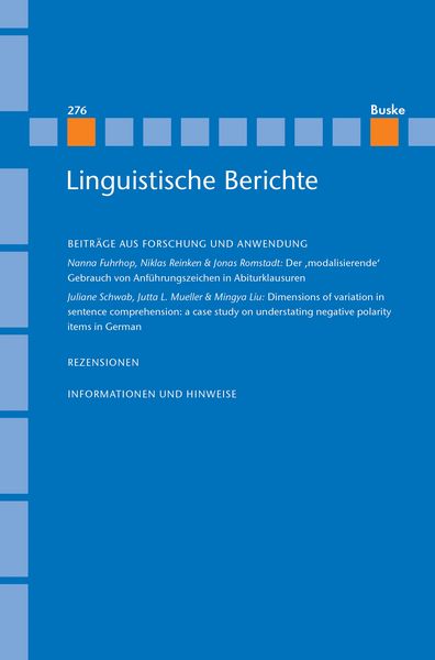 Produktbild: Linguistische Berichte Heft 276