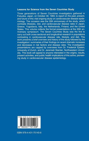 Produktbild: Lessons for Science from the Seven Countries Study