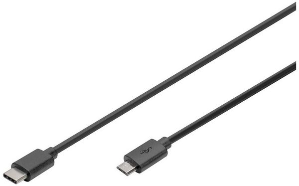 Digitus USB-Kabel USB 3.2 Gen1 (USB 3.0 / USB 3.1 Gen1) USB-C® Stecker, USB-Micro-B Stecker 1.80 m Schwarz Rund, beidsei