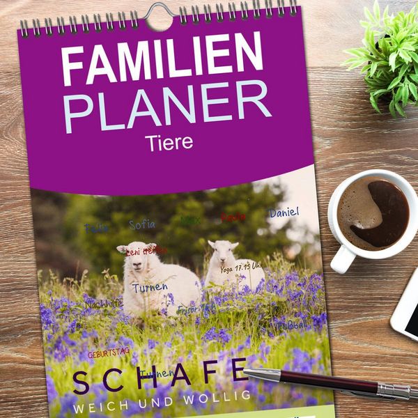 Produktbild: Familienplaner 2026 - Schafe - Weich und wollig mit 5 Spalten (Wandkalender, 21 x 45 cm) CALVENDO