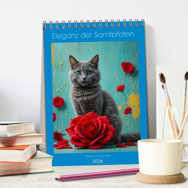 Produktbild: Eleganz der Samtpfoten (Tischkalender 2026 DIN A5 hoch), CALVENDO Monatskalender