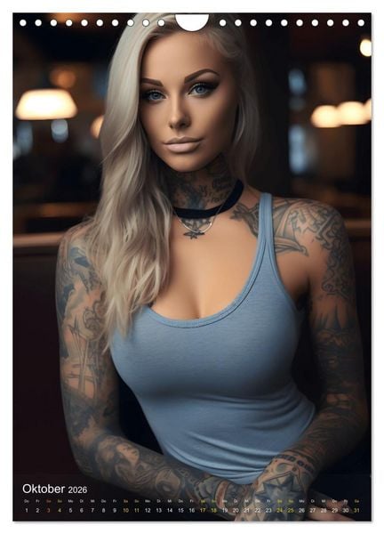 Produktbild: Tattoo Sch&ouml;nheiten - zw&ouml;lf Monate, zw&ouml;lf Frauen und jede Menge Tattoos (Wandkalender 2026 DIN A4 hoch), CALVENDO Monatskalender