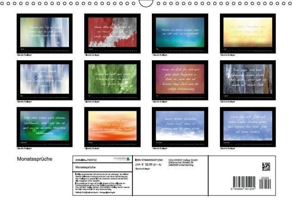 Produktbild: Monatsspr&uuml;che (Wandkalender immerw&auml;hrend DIN A3 quer)
