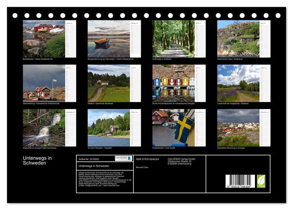 Produktbild: Unterwegs in Schweden (Tischkalender 2026 DIN A5 quer), CALVENDO Monatskalender