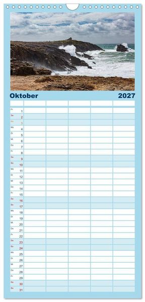 Produktbild: Familienplaner 2027 - Bretagne Traumhafte K&uuml;sten in Frankreichs Nordwesten mit 5 Spalten (Wandkalender, 21 x 45 cm) CALVENDO