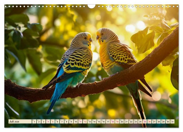 Produktbild: Wellensittiche farbenfroh und munter (Wandkalender 2026 DIN A3 quer), CALVENDO Monatskalender