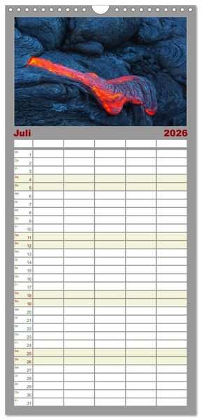Produktbild: Familienplaner 2026 - Vulkane - Beeindruckende Feuerberge mit 5 Spalten (Wandkalender, 21 x 45 cm) CALVENDO