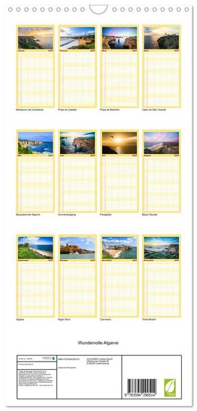 Produktbild: Familienplaner 2027 - Wundervolle Algarve mit 5 Spalten (Wandkalender, 21 x 45 cm) CALVENDO