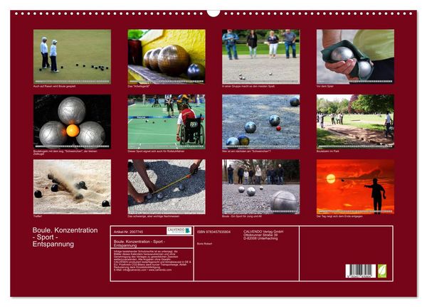 Produktbild: Boule. Konzentration - Sport - Entspannung (Wandkalender 2026 DIN A2 quer), CALVENDO Monatskalender