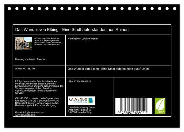 Produktbild: Das Wunder von Elbing - Eine Stadt auferstanden aus Ruinen (Tischkalender 2026 DIN A5 quer), CALVENDO Monatskalender