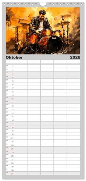 Produktbild: Familienplaner 2026 - Schlagzeug ewige Liebe live mit 5 Spalten (Wandkalender, 21 x 45 cm) CALVENDO