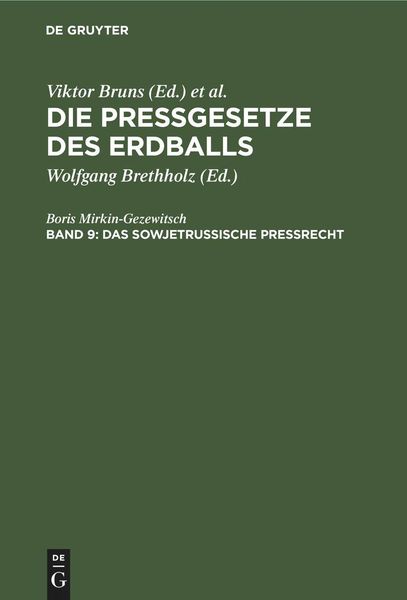 Produktbild: Das sowjetrussische Pre&szlig;recht