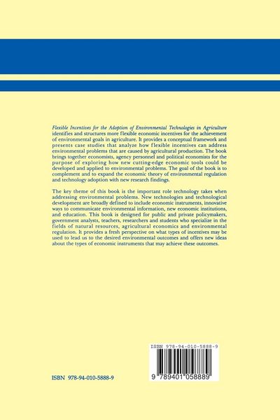 Produktbild: Flexible Incentives for the Adoption of Environmental Technologies in Agriculture