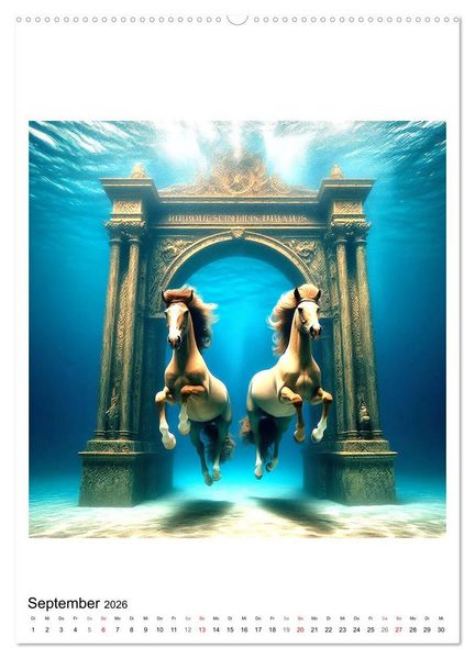 Produktbild: Pferde unter Wasser - Saddle up, die Tauchfahrt beginnt (hochwertiger Premium Wandkalender 2026 DIN A2 hoch), Kunstdruck in Hochglanz