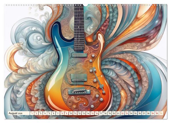 Produktbild: Guitars Fractal Art (Wall Calendar 2026 DIN A2 landscape), CALVENDO 12 Month Wall Calendar