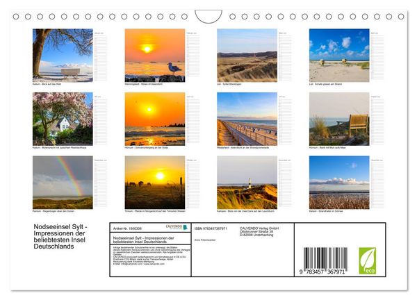 Produktbild: Nodseeinsel Sylt - Impressionen der beliebtesten Insel Deutschlands (Wandkalender 2026 DIN A4 quer), CALVENDO Monatskalender