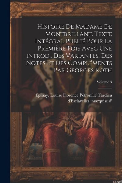 Produktbild: Histoire de madame de Montbrillant. Texte int&eacute;gral publi&eacute; pour la premi&egrave;re fois avec une introd., des variantes, des notes et des compl&eacute;ments par Geor