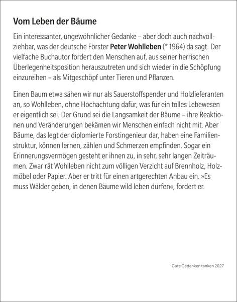 Produktbild: Gute Gedanken tanken Tagesabrei&szlig;kalender 2027 - Denkanst&ouml;&szlig;e f&uuml;r das ganze Jahr