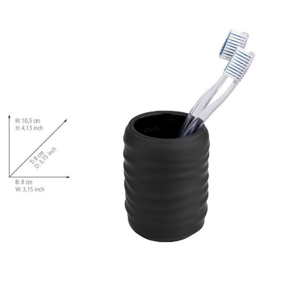 Produktbild: Bad-Accessoire Set Mod. Illana, schwarz, Keramik, &Oslash; 8,5 x 17 cm, soft-touch beschichtung,