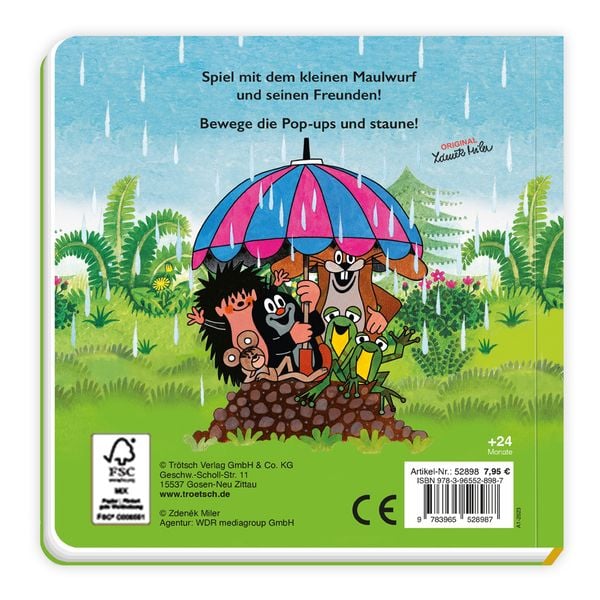 Produktbild: Tr&ouml;tsch Der kleine Maulwurf Spiel mit Pappenbuch mit Pop-up-Schiebern