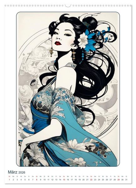 Produktbild: Frauen in Bildern im Art Nouveau-Stil (hochwertiger Premium Wandkalender 2026 DIN A2 hoch), Kunstdruck in Hochglanz