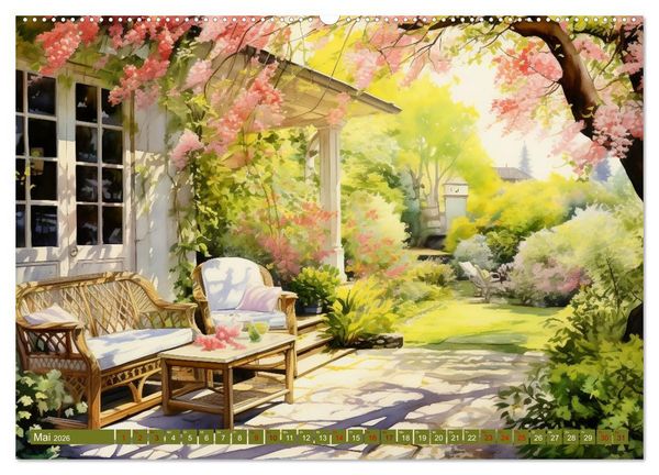 Produktbild: Lauschige Gartenecken (Wandkalender 2026 DIN A2 quer), CALVENDO Monatskalender