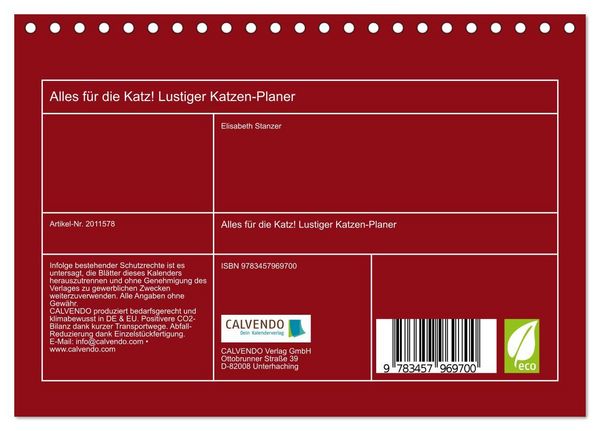 Produktbild: Alles f&uuml;r die Katz! Lustiger Katzen-Planer (Tischkalender 2026 DIN A5 quer), CALVENDO Monatskalender