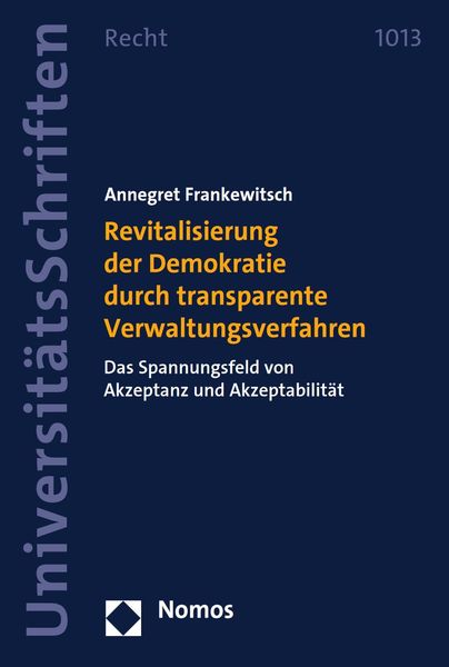 Produktbild: Revitalisierung der Demokratie durch transparente Verwaltungsverfahren