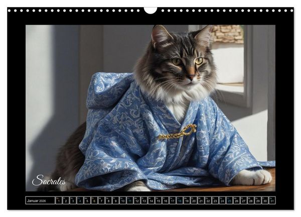 Produktbild: Katzen der Ber&uuml;hmtheiten - Ein Jahr voller ikonischer Schnurrhaare (Wandkalender 2026 DIN A3 quer), CALVENDO Monatskalender