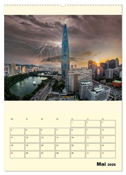 Produktbild: Metropolen im Gewitter (Wandkalender 2026 DIN A2 hoch), CALVENDO Monatskalender