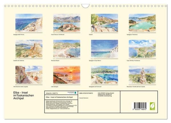 Produktbild: Elba - Insel imToskanischen Archipel (Wandkalender 2026 DIN A3 quer), CALVENDO Monatskalender